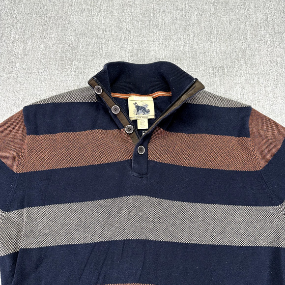 Refectory Sweater Mens Medium‎ 1/4 Button Multicolor Striped Pullover - Picture 2 of 9